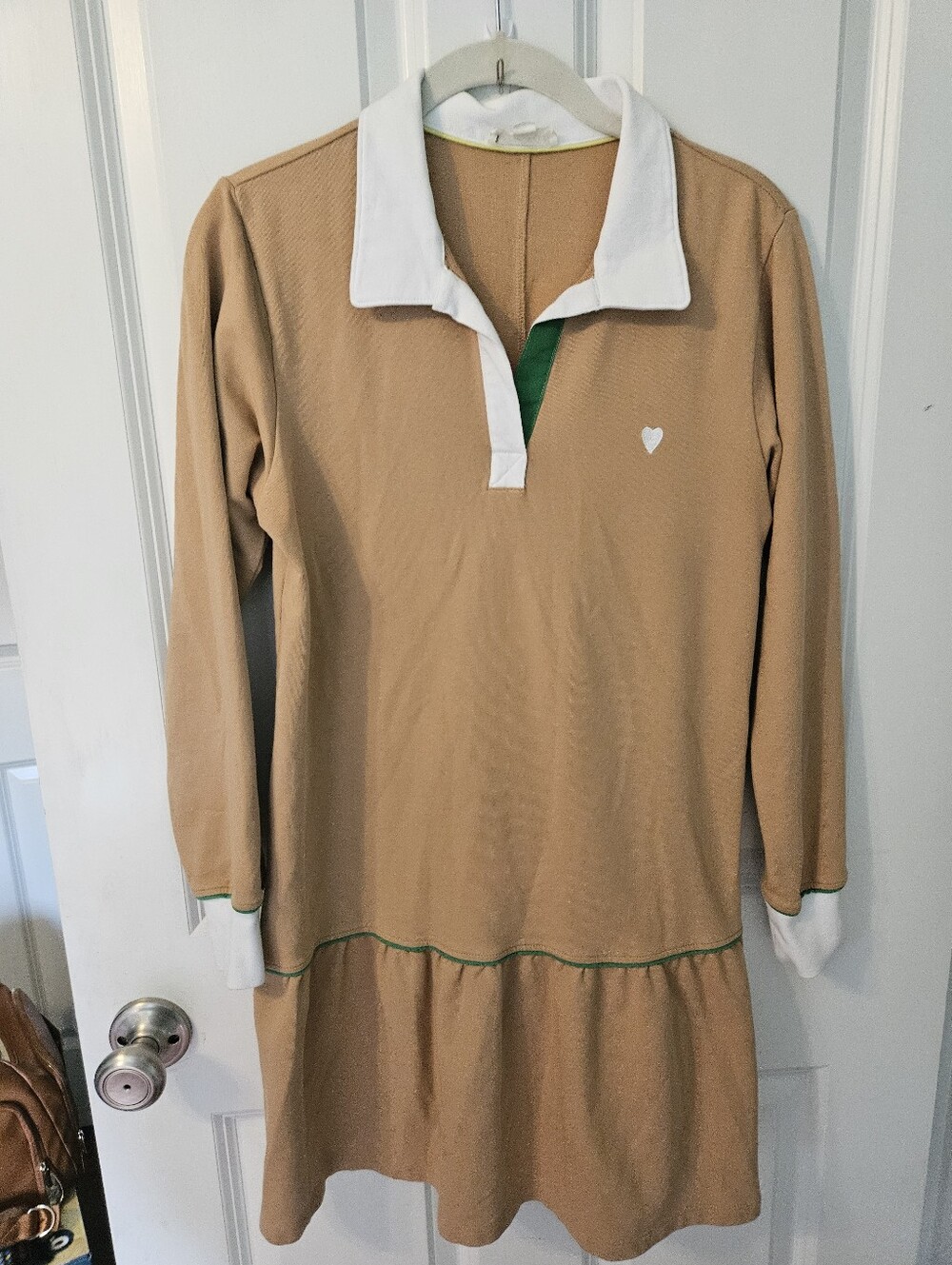 Roller Rabbit Long-Sleeve Polo Dress with White Collar & Heart Detail